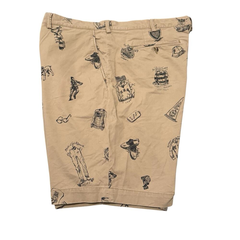 Polo Ralph Lauren Tan University AOP Men’s Stretch Chino Short Size 42 - Picture 5 of 7